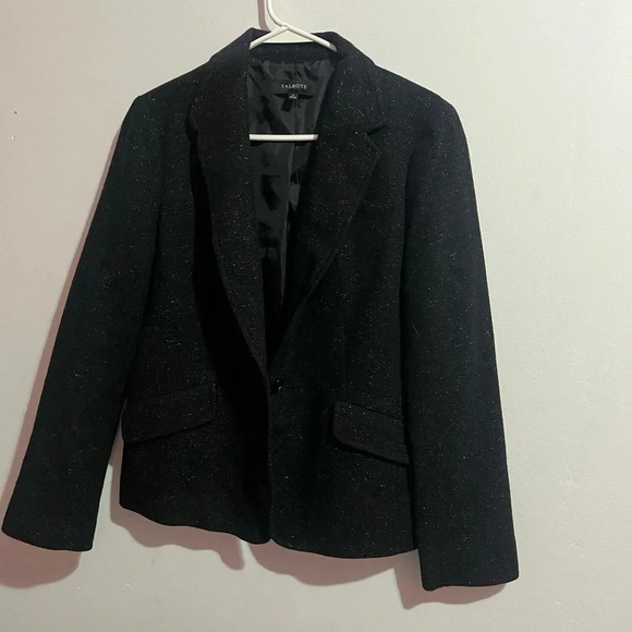 Talbots The Wool blend Black two Button Blazer Size 12 - Picture 1 of 3